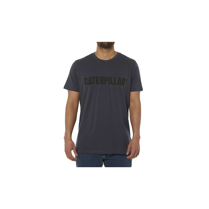 Men's Caterpillar Caterpillar Logo T-Shirts Navy | Cat-513692