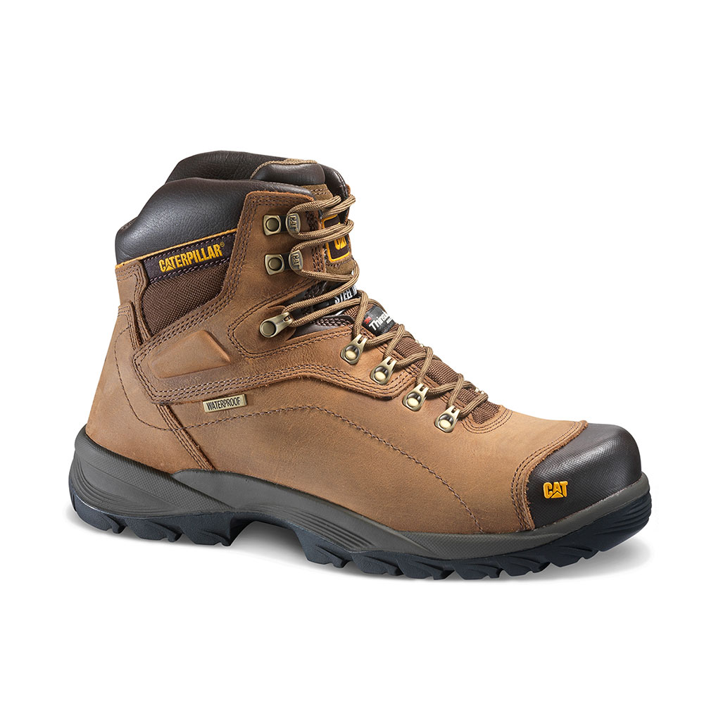 Men's Caterpillar Diagnostic Hi St Safety Boots Dark Beige | Cat-250796