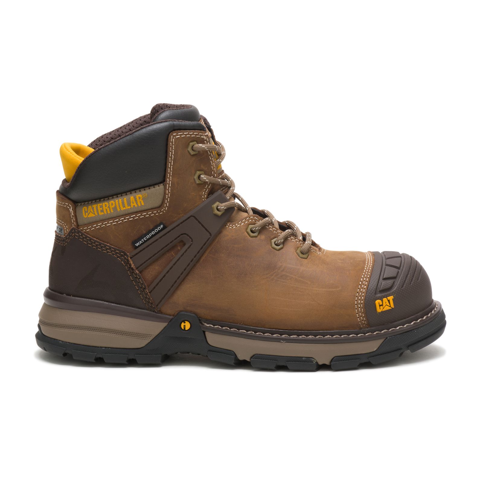 Men's Caterpillar Excavator Superlite Waterproof Nano Toe Work Boots Brown/Black | Cat-148926