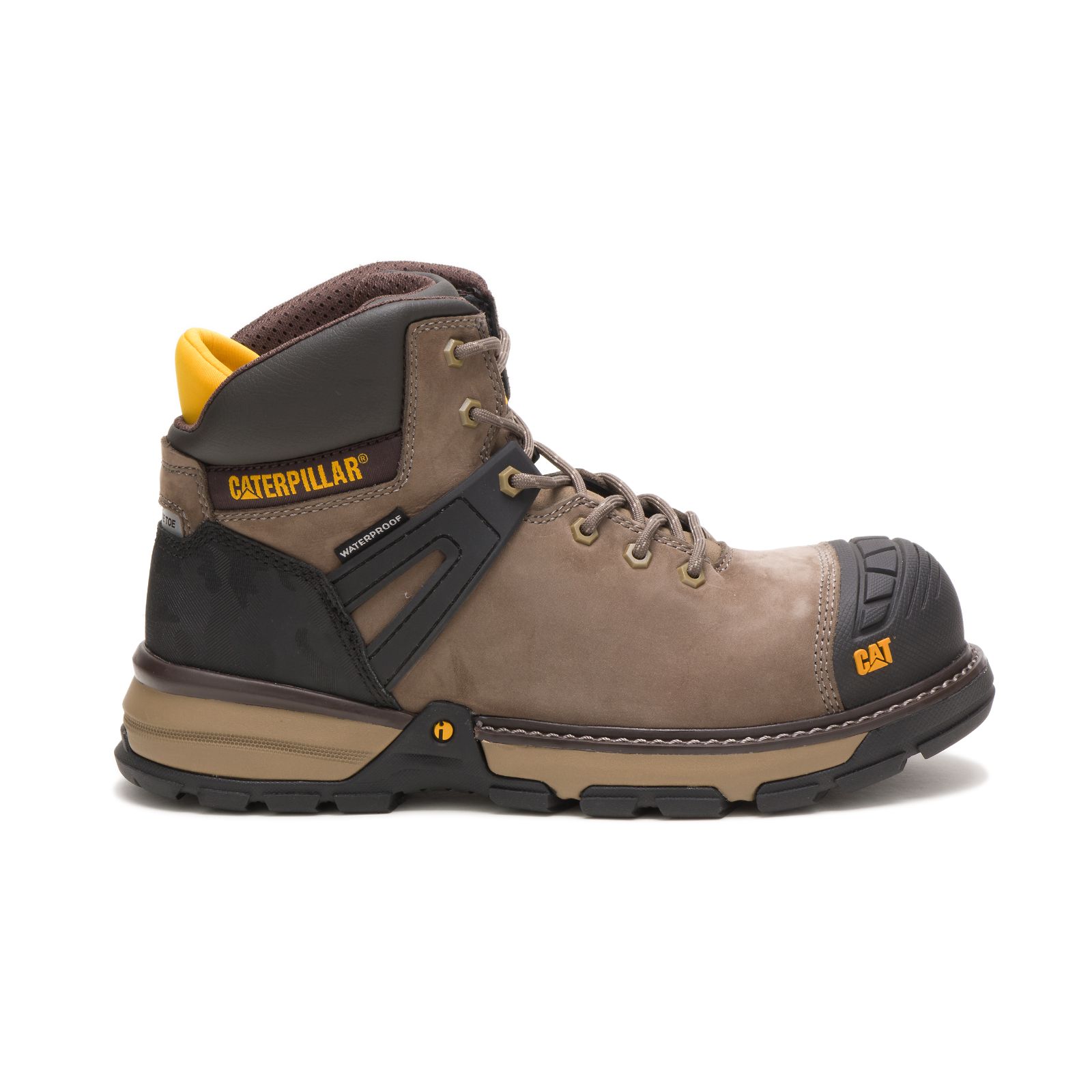 Men's Caterpillar Excavator Superlite Waterproof Nano Toe Work Boots Brown/Black | Cat-506789