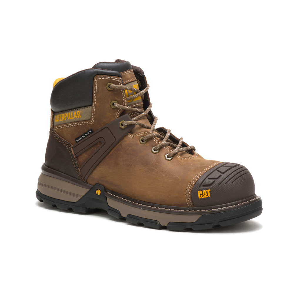 Men's Caterpillar Excavator Superlite Wp Nt Safety Boots Dark Beige | Cat-162759