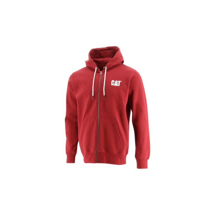 Men's Caterpillar Foundation Fz Dm Hooded Sweatshirt Hoodies Dark Red | Cat-689027