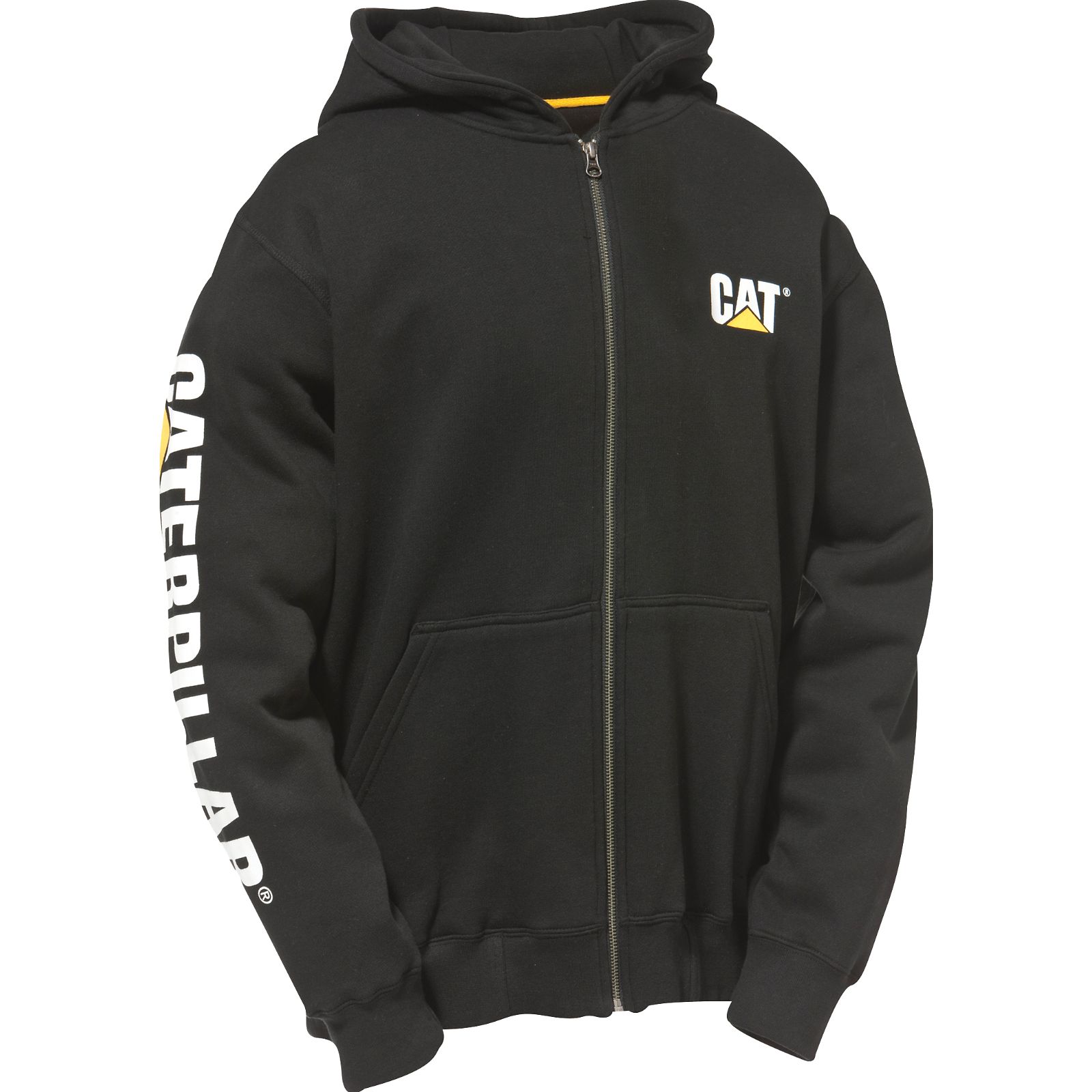 Men's Caterpillar Full Zip Hooded Sweatshirts Black | Cat-096834