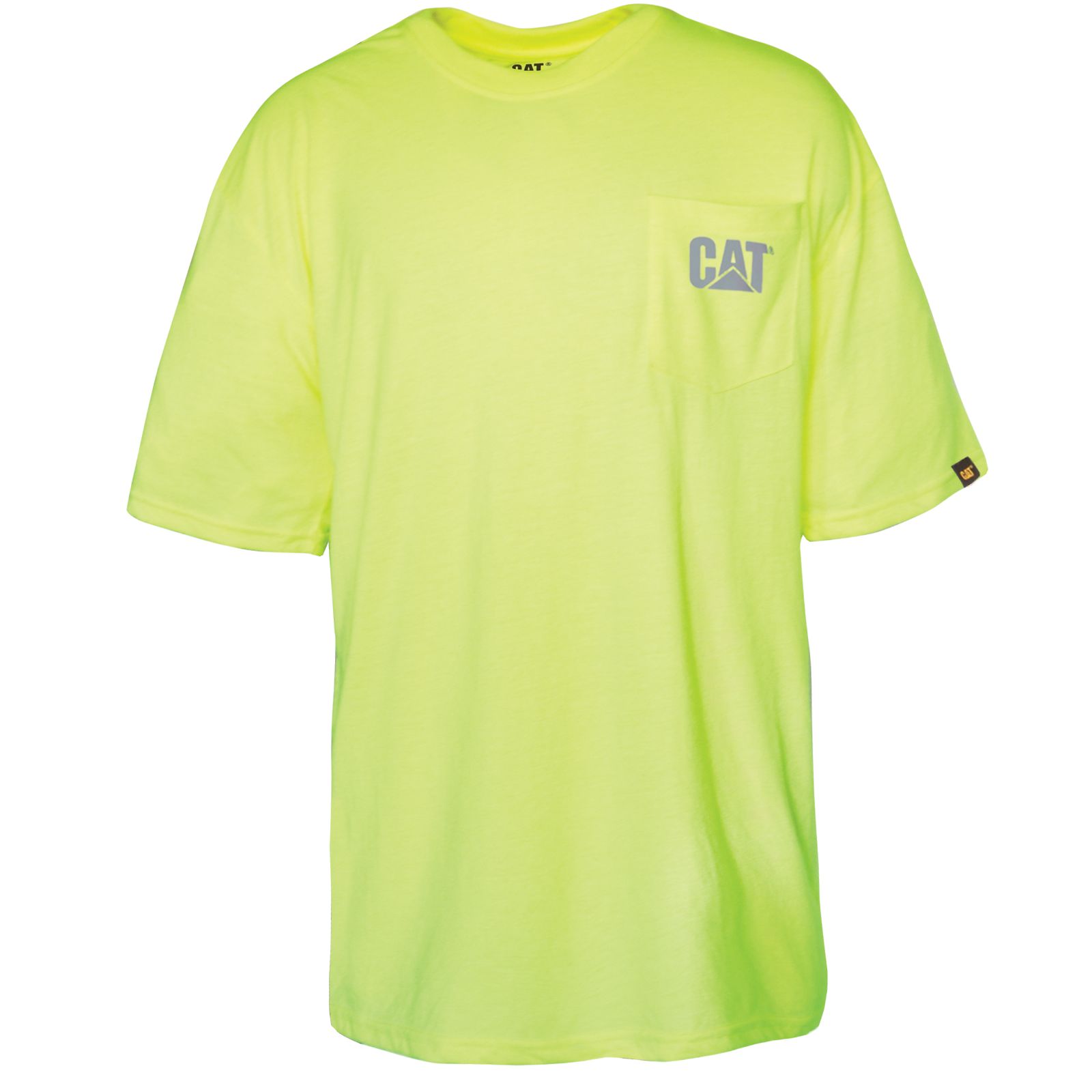 Men's Caterpillar Hi-vis Trademark Pocket T-Shirts Yellow | Cat-293168