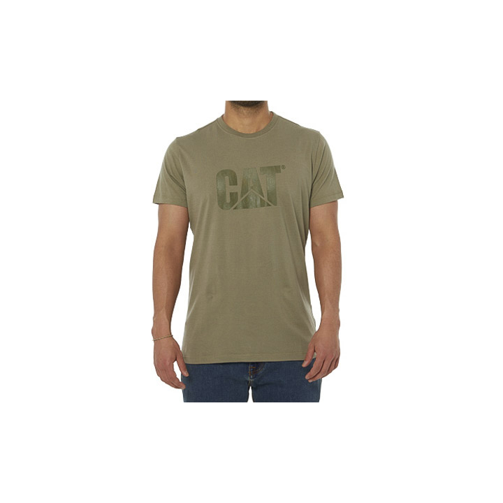 Men's Caterpillar Original Logo T-Shirts Green | Cat-142697