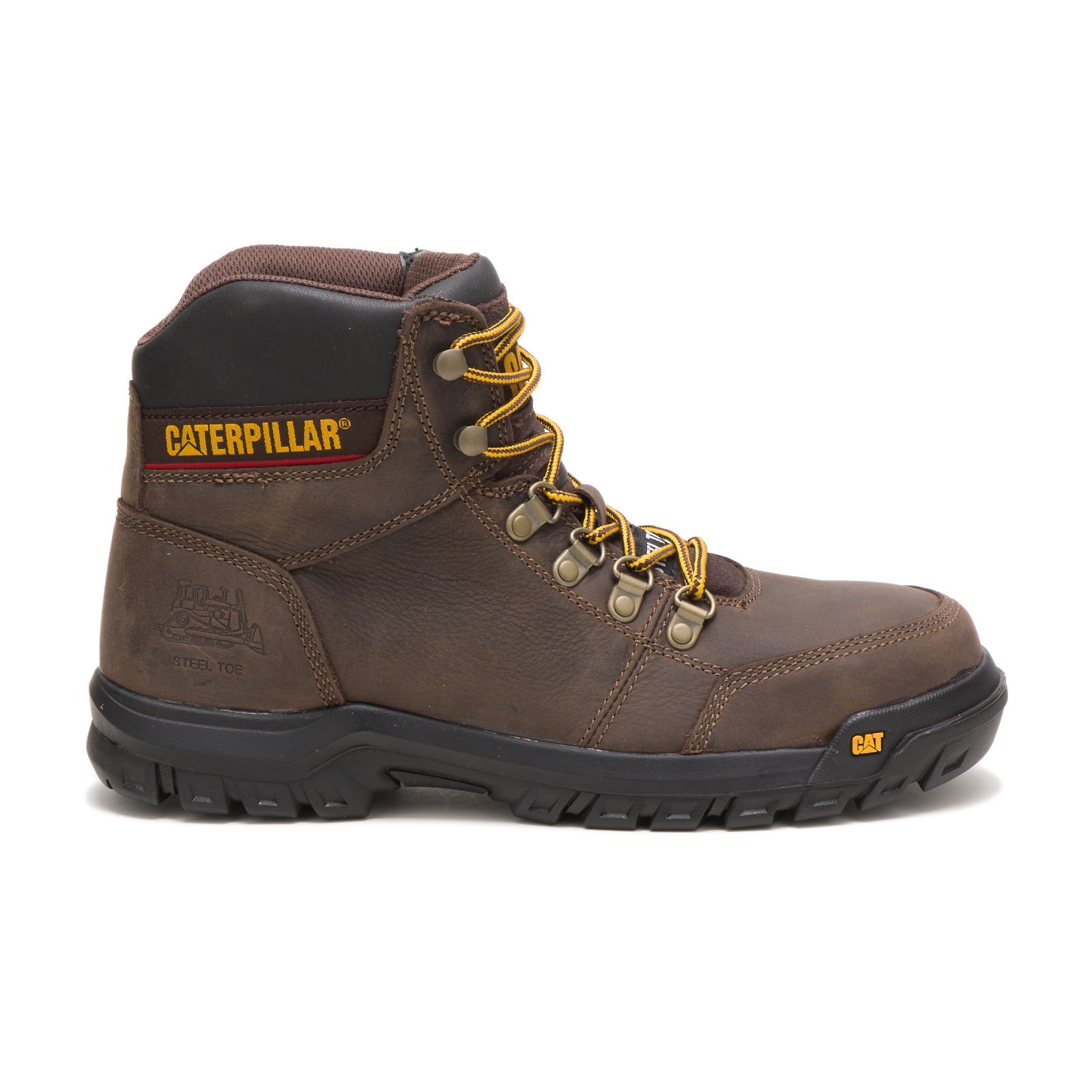 Men's Caterpillar Outline Steel Toe Work Boots Brown | Cat-378504