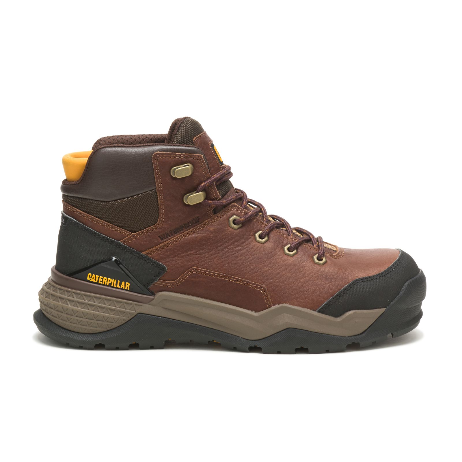 Men's Caterpillar Provoke Mid Waterproof Alloy Toe Work Boots Brown | Cat-104872