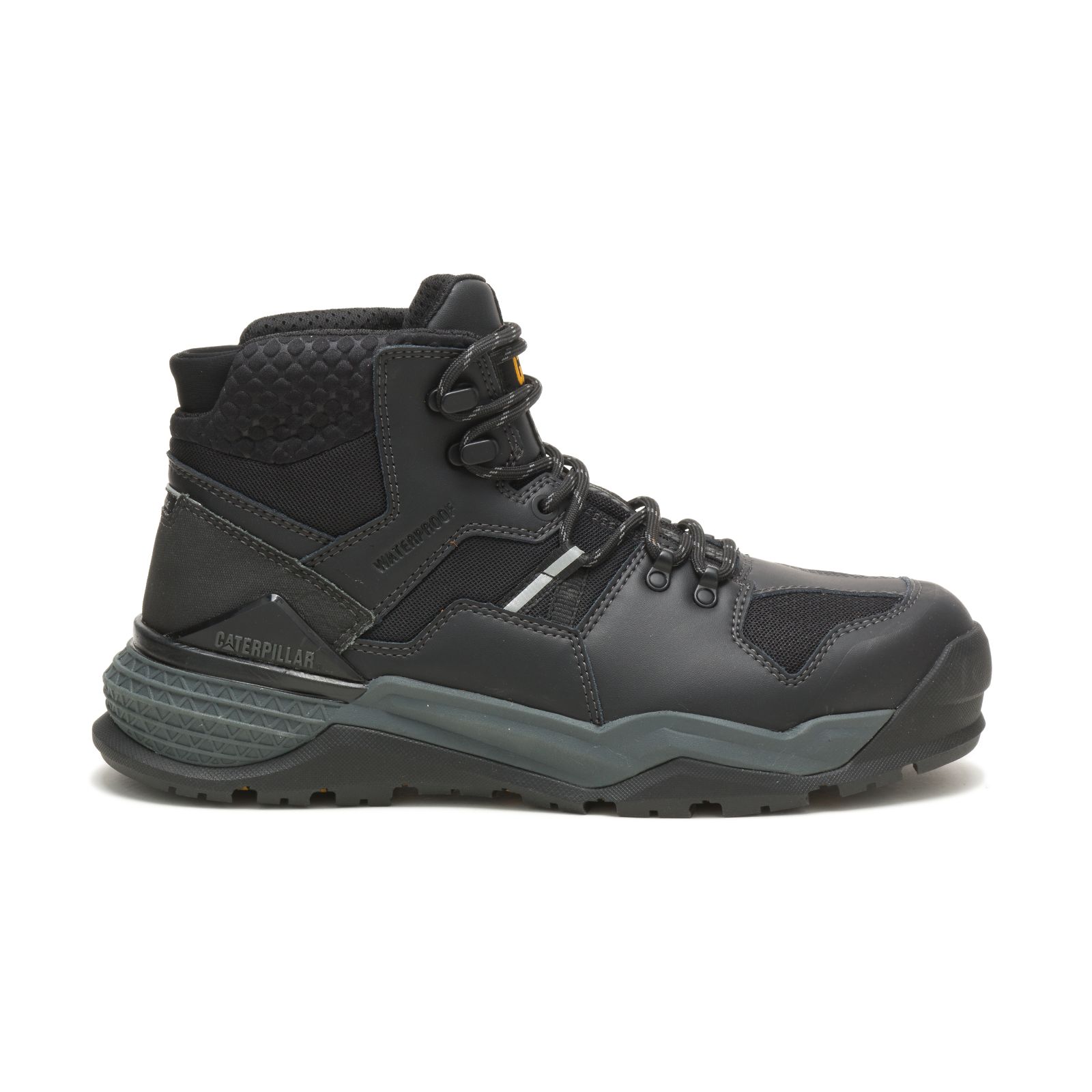 Men's Caterpillar Provoke Mid Waterproof Alloy Toe Work Boots Black | Cat-179360