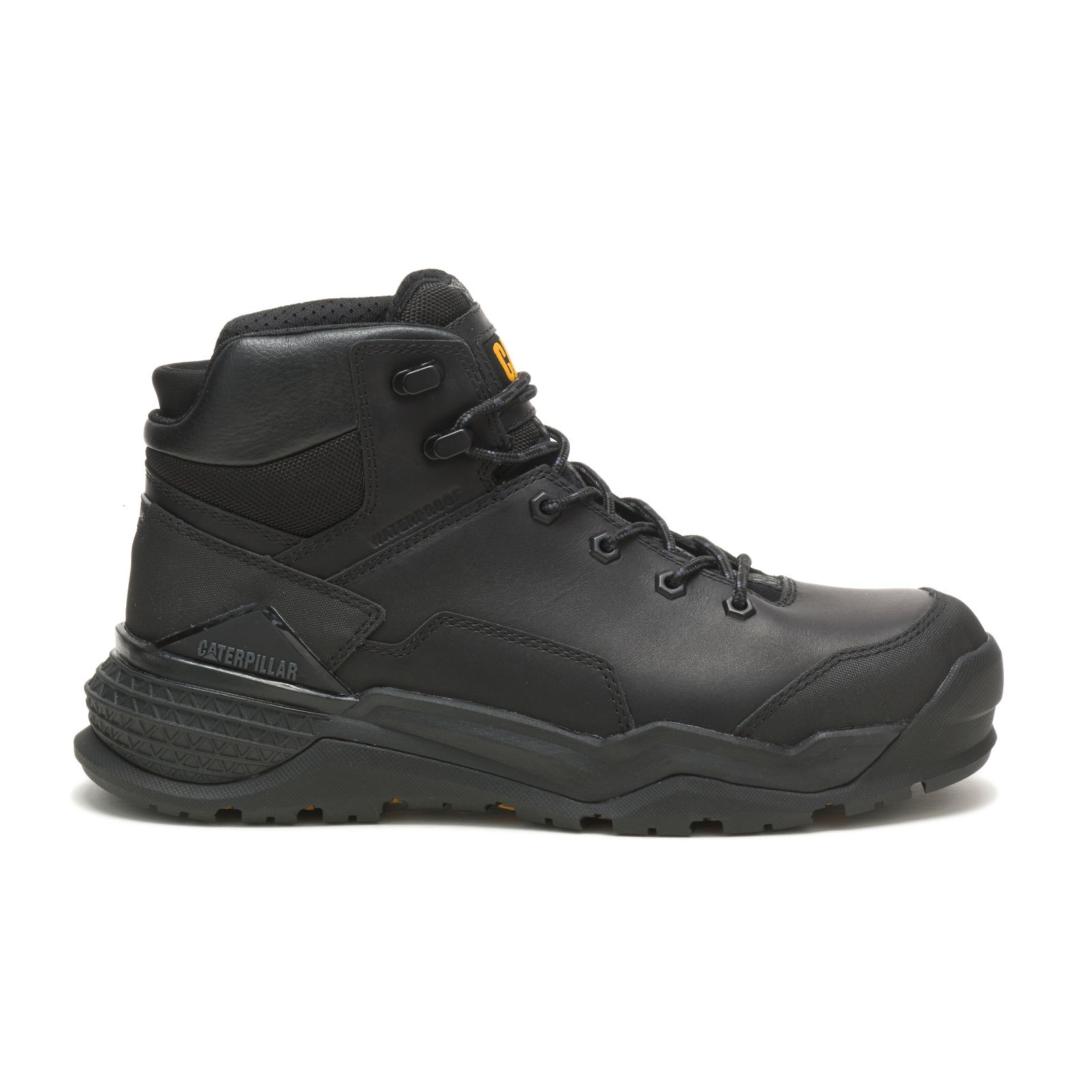 Men's Caterpillar Provoke Mid Waterproof Alloy Toe Work Boots Black | Cat-403185