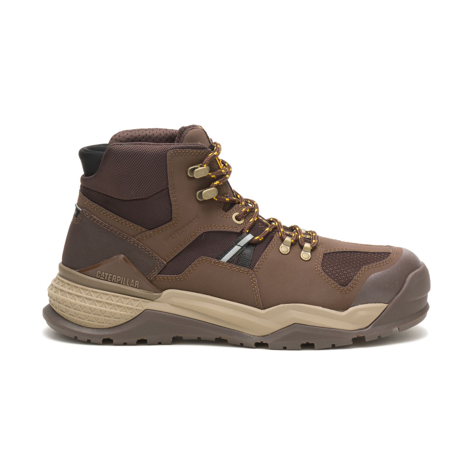 Men's Caterpillar Provoke Mid Waterproof Alloy Toe Work Boots Chocolate | Cat-793248