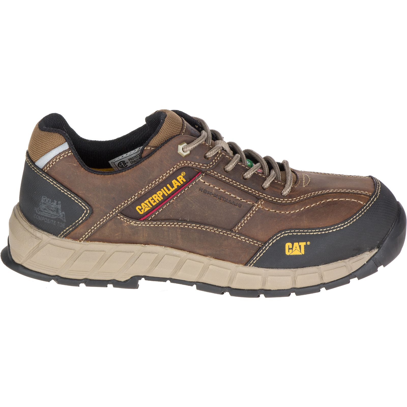 Men's Caterpillar Streamline Leather Csa Composite Toe Work Shoes Dark Beige | Cat-302961