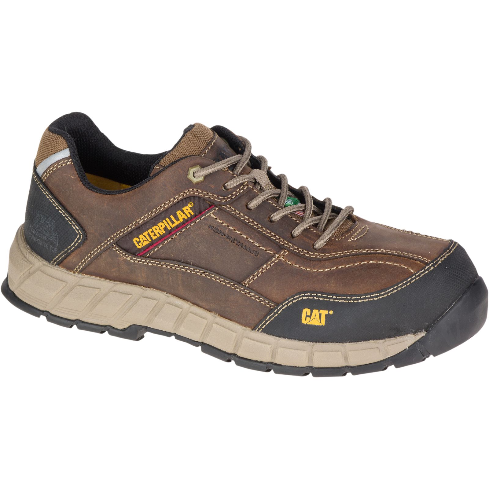 Men's Caterpillar Streamline Leather Csa Composite Toe Work Shoes Dark Beige | Cat-485910