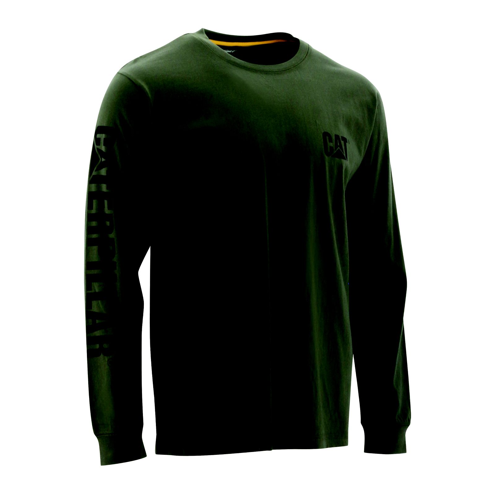 Men's Caterpillar Trademark Banner Long Sleeve T-Shirts Green | Cat-314596