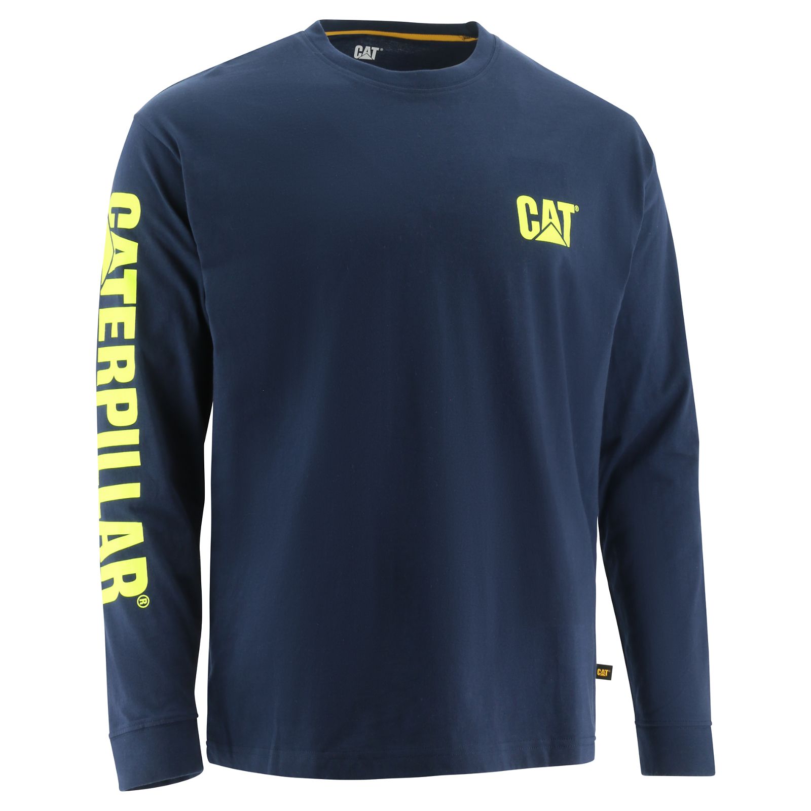 Men's Caterpillar Trademark Banner Long Sleeve T-Shirts Blue | Cat-436720