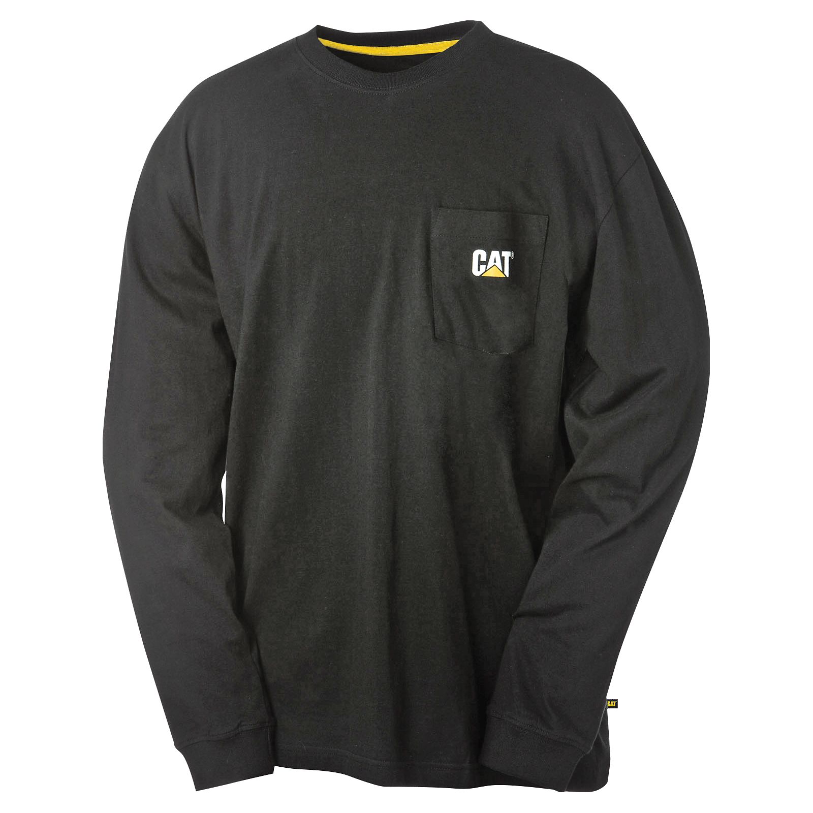 Men's Caterpillar Trademark Pocket Long Sleeve T-Shirts Black | Cat-928501