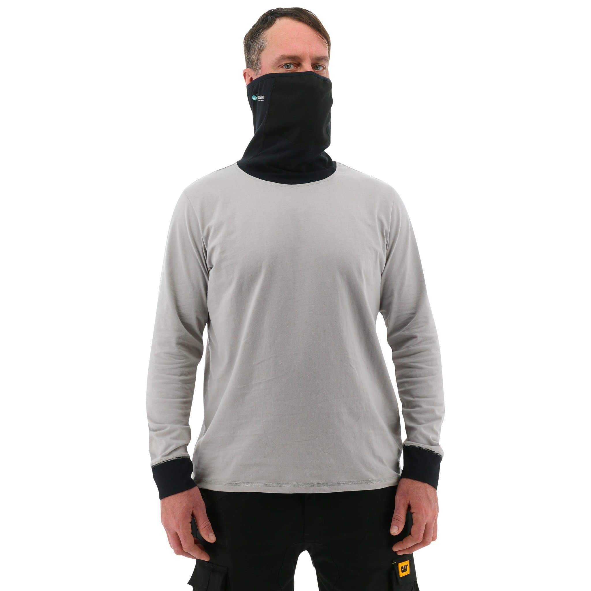 Men's Caterpillar Viral Off L/S Gaiter T-Shirts Grey | Cat-856742