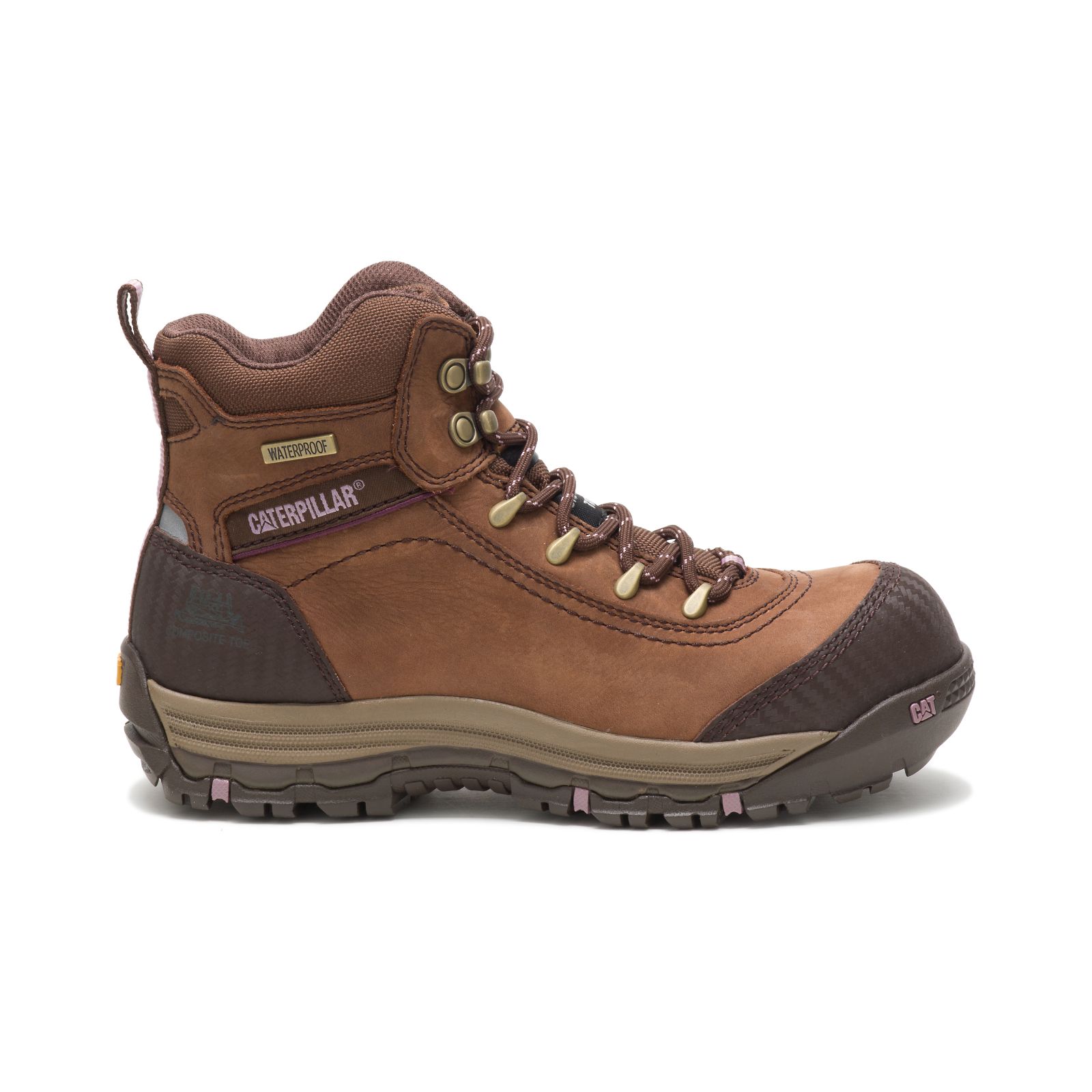 Women's Caterpillar Ally Waterproof Composite Toe Work Boots Brown | Cat-715498